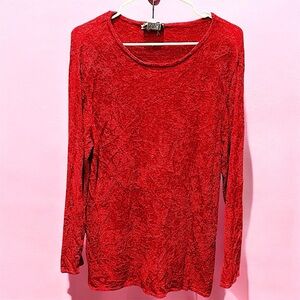 Heirloom collectibles Elegant Red lace detail Long Sleeve Top XL
